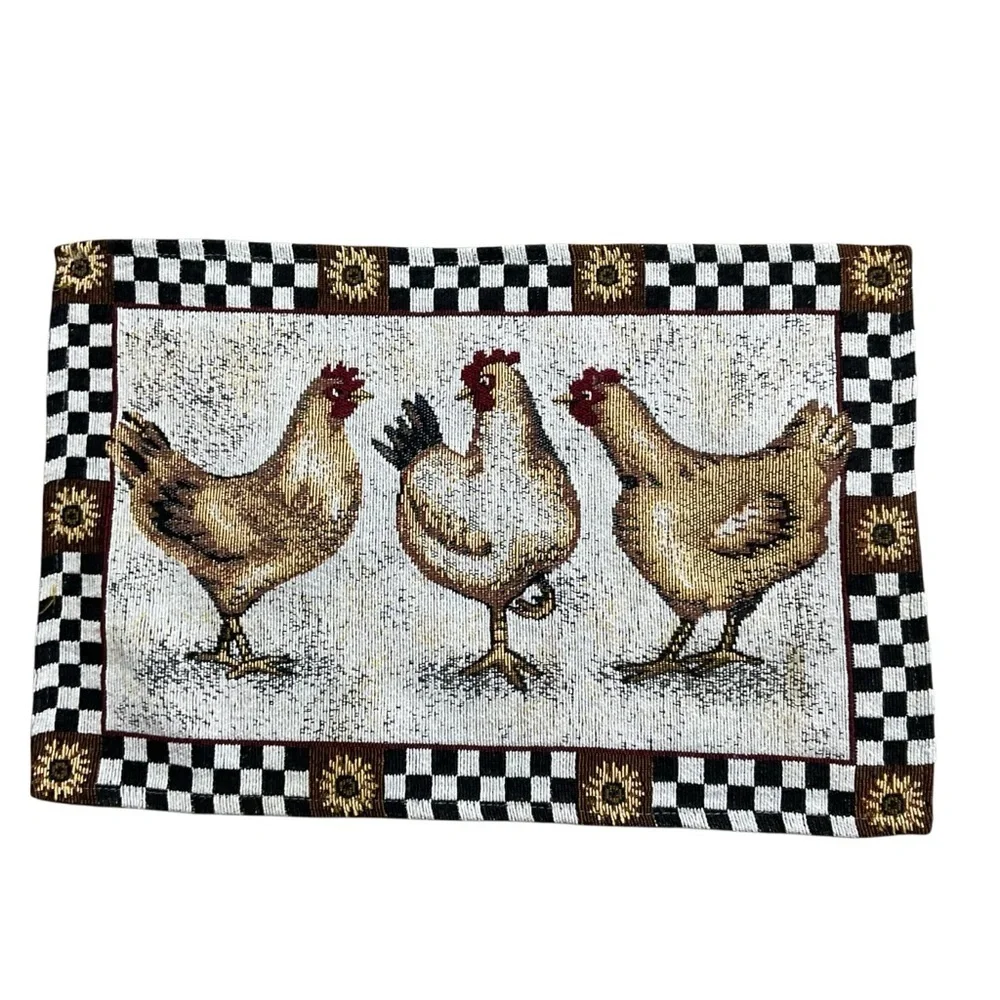 Set of 4 Rooster Chicken Placemats 18 x 12 Country Farmhouse